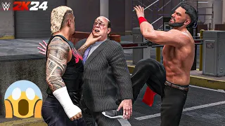 Solo Sikoa & Tama Tonga Destroys Paul Heyman at Backstage - WWE 2K24