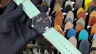 Panerai Radiomir 47mm with "Saturday Lover" Aqua Blue handmade Strap 125/80 on PAM00425 Radiomir SLC