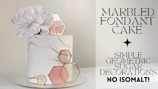NEW CAKE TRICK! | Simple GEOMETRIC Sugar Decorations | No Isomalt! | Marbled Fondant