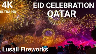 Qatar Lusail Boulevard Eid Ul Adha Celebrations 2023 ! Ultra HD 4K Lusail Fireworks ! Vlogging Fever