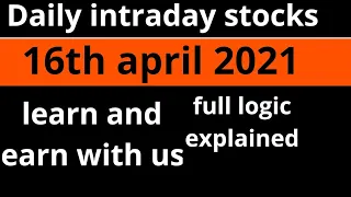 best intraday trading tips for 16 April 2021| intraday stock for tomorrow | price action