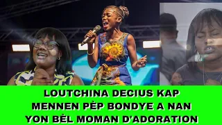 Loutchina Decius kap mennen Pèp Bondye a nan yon bel moman d’adoration nan Eglise Roc Solide Tabarre