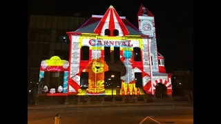 High-tech lighting display at the old post office downtown Cambridge in VR 360