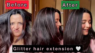 Viral Glitter hair extension at home 🏠 😱🤯OmG shocking result 🤯😍 #shorts #ashortaday #viral