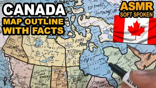 ASMR - Drawing CANADA regions map outline and explaining best known facts for each | Soft Spoken