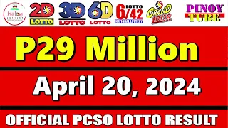 Lotto Result Today 9pm April 20 2024 6/55 6/42 6D Swertres Ez2 PCSO