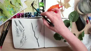 Как реалистично рисовать стебли и листья акварелью?  Онлайн-школа рисования Anastasia Art School