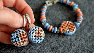 Puzzle Buttons Earrings + Bracelet Polymer Clay Tutorial