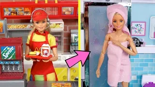 Barbie Twins School Night Routine - Working Mc Donalds Drive Thru & New Boyfriend!