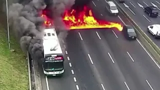 WATCH: Passengers flee burning bus in Argentina