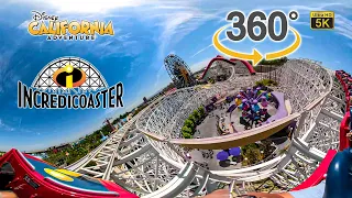 VR 360 5K Incredicoaster Roller Coaster On Ride Front Seat POV Disney California Adventure 2019