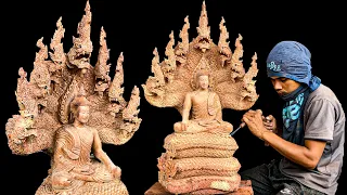 Seven Dragons Buddha Wood Carving | The Process from Block to Artwork | The Top Dragons Carving
