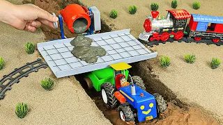 diy tractor making mini Concrete bridge science project | water pump with washing || DongAnh mini