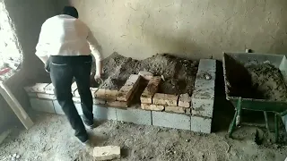 how to build a kitchen stove for a village . учок куриш o'choq qurish jarayoni