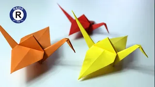 Оригами Журавлик из бумаги | Как сделать журавлика из бумаги | Оригами птица