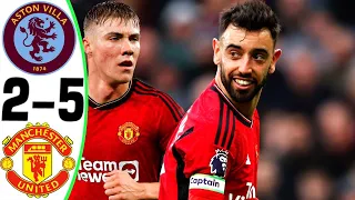 Aston Villa vs Manchester United 2-5 - All Goals and Highlights - 2024 🔥 BRUNO