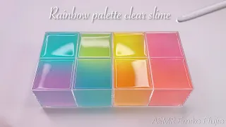 【ASMR】🌈レインボークリアスライムパレット🎨【音フェチ】Rainbow palette clear slime 레인보우 팔레트 클리어 슬라임