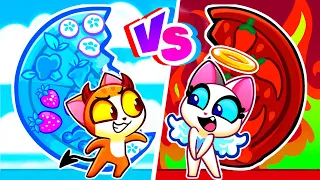 Angel VS Demon Pizza! 🍕😻 Angel vs Demon Baby 😈😇 by Purr-Purr Tails