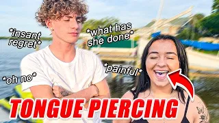 GOT MY TONGUE PIERCED FOR THE FIRST TIME *scary* | Dani Cohn