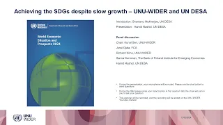 UNU-WIDER and UN DESA webinar: Achieving the SDGs despite slow growth