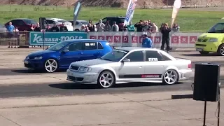 '94 Audi S4 Quattro 2.2T 20v vs VW Golf R Mk7 1/4 mile drag race