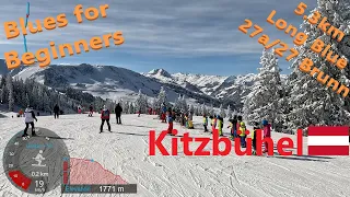 [4K] Skiing Kitzbühel KitzSki, Some Blues for Beginners, Pistes 27a/27 Brunn, Austria, GoPro HERO11