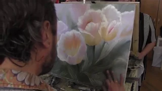 Розовые тюльпаны , рисовать маслом, уроки графики и живописи в Москве, Сах 1