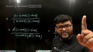 If cot θ = 15/8, then evaluate (2+2 sin⁡θ )(1-sin⁡θ )/(1+cos⁡θ )(2-2 cos⁡θ )  .