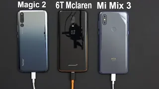 30 Minutes Charging Speed Test Challenge - Honor Magic 2 Vs Oneplus 6T Mclaren Vs Xiaomi Mi Mix 3