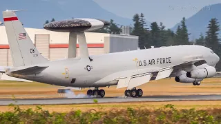 (4K) USAF E-3 AWACS Arrival & 2X T&G at Abbotsford Airport (YXX)