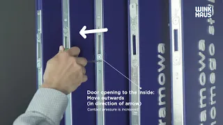 Contact pressure adjustment for doors with Winkhaus hook locking systems via locking keeps (UMV)