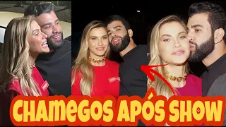 Gusttavo Lima e Andressa Suita trocam CHAMEGOS após show