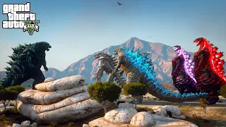 Godzilla Earth vs Godzilla, Shin Godzilla and Mechagodzilla EPIC Battle - GTA V Mods