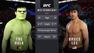 Hulk vs. Bruce Lee (EA Sports UFC 3) - CPU vs. CPU - Crazy UFC 👊🤪