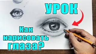 КАК НАРИСОВАТЬ (РИСОВАТЬ) ГЛАЗА ЧЕЛОВЕКА / (Обучающий урок поэтапно и основные ошибки + рисунок)