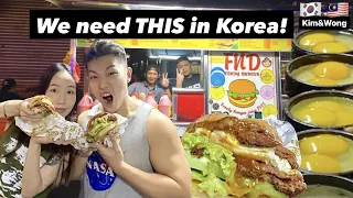 Korean gf wants to bring this RAMLY BURGER shop to Korea! 🍔🔥 Eng/Malay Sub #ramlyburger #sedap