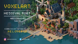 Voxel Art - Medieval Port - Magicavoxel Timelapse