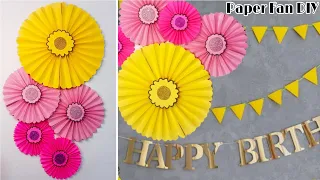 VERY EASY PAPER FAN BIRTHDAY DECORATION | EASY BIRTHDAY DECORATION IDEAS AT HOME | PAPER DECORATION