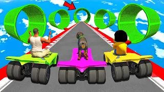 SHINCHAN AND FRANKLIN TRIED THE IMPOSSIBLE JUMP FROM ROAD TO TUBE CHALLENGE GTA 5
