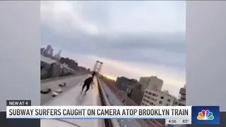 Subway Surfers Shoot TikTok Video Atop MOVING Brooklyn Train | NBC New York