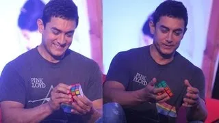 Watch Aamir Khan Solving Rubix Cube | Amazing Speed