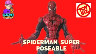 spiderman super poseable gigante toy biz review en español