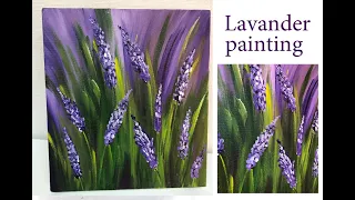 How to paint lavender field Demonstration /Acrylic Technique on canvas by Julia Kotenko