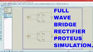 Full wave bridge rectifier simulation in Proteus simulator