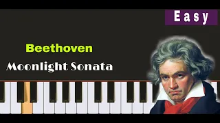 Beethoven - Moonlight Sonata  (Easy  Piano  Tutorial With Sheet)