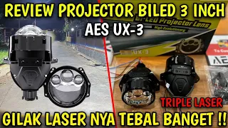 REVIEW PROJECTOR BILED 3 INCH AES UX-3 TRIPLE LASER #biledprojector