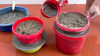 Easy way to make Unique Plant Pots From Plastic Buckets And Cement - Cement Craft Ideas