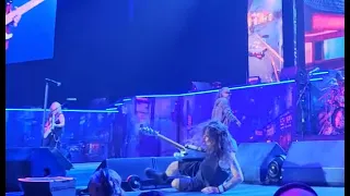 Iron Maiden's Steve Harris fell on stage in Leeds, England - video posted