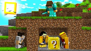 😱 DESAFIO: 2 CAÇADORES vs 2 YOUTUBERS no Minecraft mas com LUCKY BLOCK ! (Impossível sobreviver)