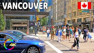 🇨🇦 【4K】🍁 🍁 🍁☀️  Downtown Vancouver BC, Canada.  Relaxing Walk.  Amazing Sunny Day. September 2023.